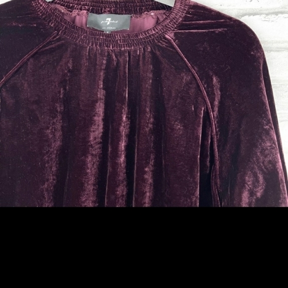 Burgundy velvet puff sleeve top - Picture 2 of 9
